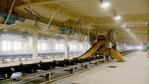 Inside Of The Grain Elevator. The Storage of Grain . Technological Processes in Stock Footage 81637577