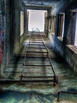 Inside A Grain Silo With Ladder Stock Photos