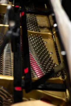 Inside a grand piano Stock Photos