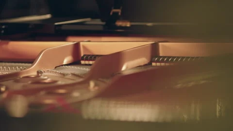 Inside of a grand piano while piano player is playing Stock Footage 321376898