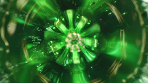 Inside a green bottle of carbonated water Stock Footage 143221908