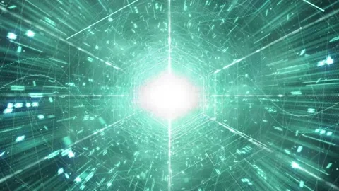 Inside a green Cyber Tunnel Stock Footage 238967998