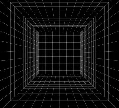 Inside a gridded rectangle in perspective Stock Illustration