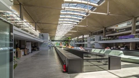 Inside of the Halle Freyssinet timelapse hyperlapse, a former train depot b.. Stock Photos