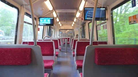 Inside Hamburg U-Bahn Metro Commuter Train - POV Ride Through the City Stock Footage 296102544