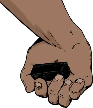 Inside of hand holding charcoal block Stock Illustration