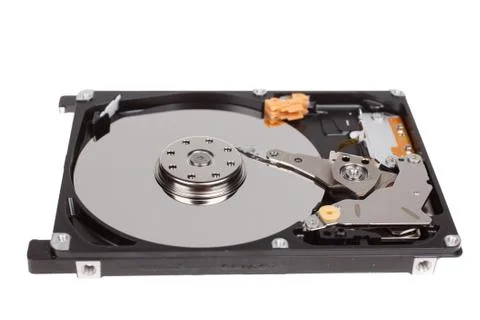 Inside of hard disk drive. HDD isolated on white background Stock-Fotos