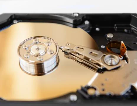Inside of hard drive. Stock Photos