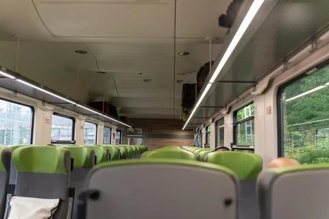 Inside a high-speed train compartment. German Railways. Stock Photos
