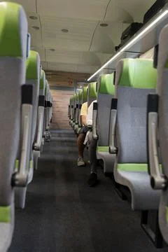 Inside a high-speed train compartment. German Railways. Stock Photos