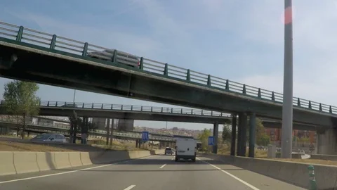From Inside The Highway Under The Bridge Stock Footage 87905119