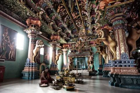 Inside hindu temple in Trincomalee Stock Photos