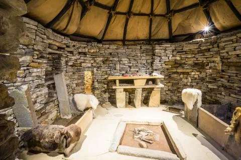 Inside a historic building at Skara Brae; Orkney Islands; UK Stock Photos