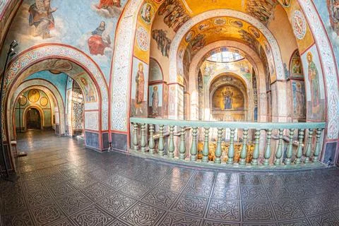 Inside a historical building, possibly a cathedral or museum in Kyiv Rich o.. Foto stock