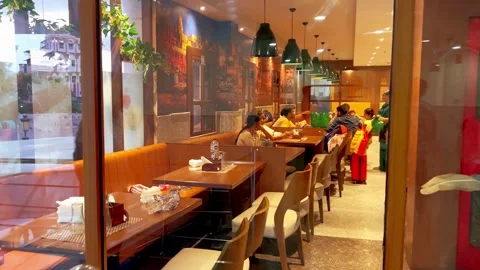 Inside a hotel restaurant Stock Footage 285420122