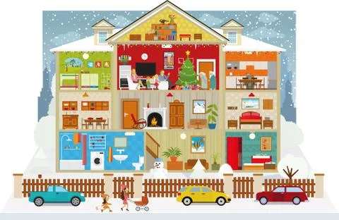 Inside the house (christmas) Stock Illustration