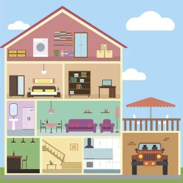 Inside house interior design Stock Illustration