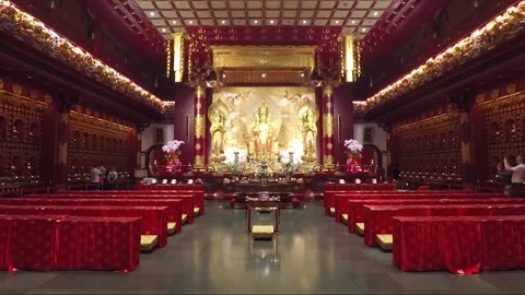 Inside Hundred Dragon Hall, Buddha Tooth Relic Temple, Chinatown, Singapore Stock Footage 328625935