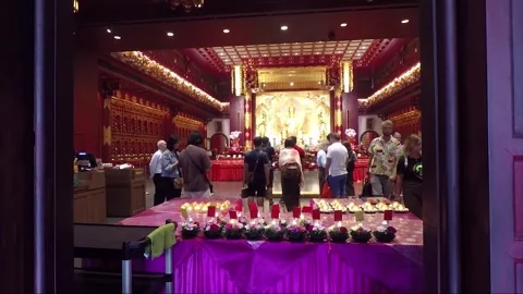 Inside Hundred Dragon Hall, Buddha Tooth Relic Temple, Chinatown, Singapore Stock Footage 328633561