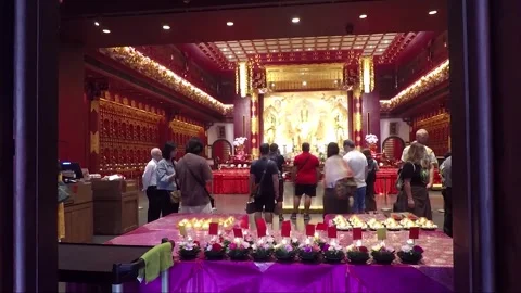 Inside Hundred Dragon Hall, Buddha Tooth Relic Temple, Chinatown, Singapore Video stock 328633563