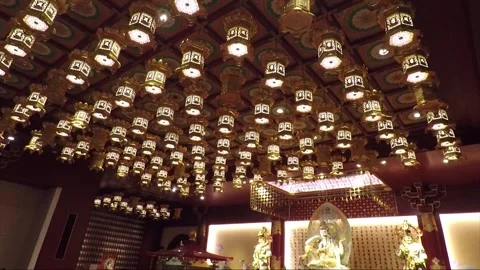 Inside Hundred Dragon Hall, Buddha Tooth Relic Temple, Singapore Stock Footage 328991512