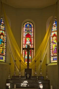 Inside the immaculate conception cathedral in victoria, Mahe,Seychelles 1 Stock Photos