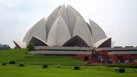 Inside India Iconic Lotus Temple Stock Footage 317095402