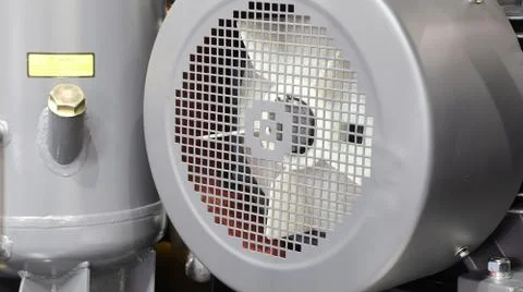 Inside of industrial air compressor Stock Photos