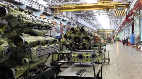 Inside industrial building, engineering production, engine, heavy industry Stockbeeldmateriaal 41288050