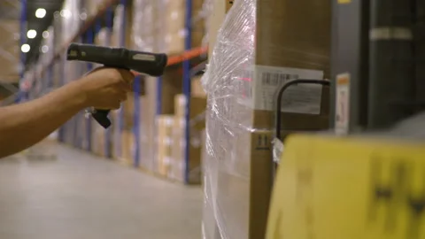 Inside an industrial storage warehouse facility Video stock 218996115