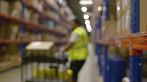 Inside an industrial storage warehouse facility Stock Footage 218996914