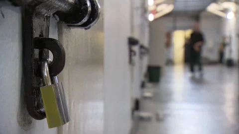 INSIDE INMATE OUT OF FOCUS Stock Footage 129203923