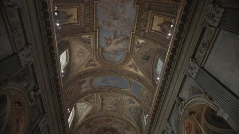  Inside Interior of the Basilica of Our Lady of the Rosary in Pompeii. Mosaics w Stock Footage 286813557