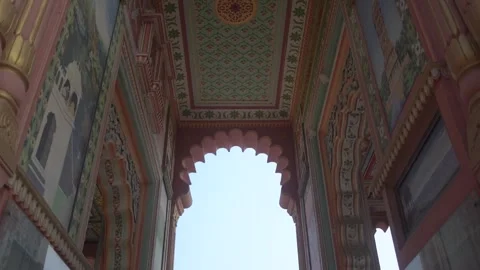 Inside Interior of Famous Patrika Gate In Jaipur Rajasthan Stock Footage 280409047