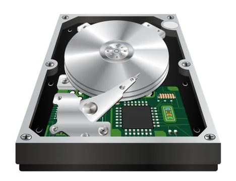 Inside of a internal harddisk on a white background Stock Illustration