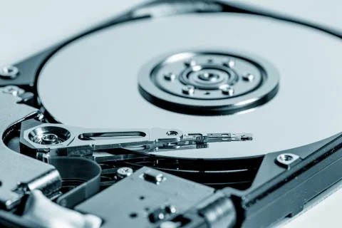 Inside of internal Harddrive HDD on white background Stock Photos