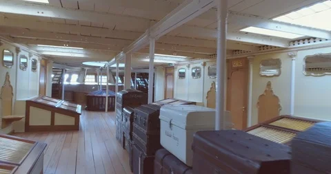 Inside Isambard Kingdom Brunel's SS Great Britain in Bristol, UK: Stabilised Stock Footage 108039853