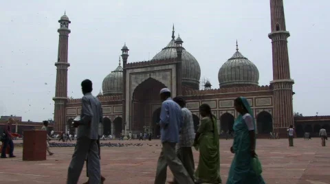 Inside Jama Masjid Mosque, Old Delhi Stock Footage 218938