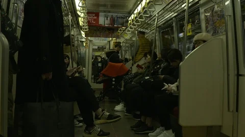 Inside a Japanese subway train. Stock Footage 122227270