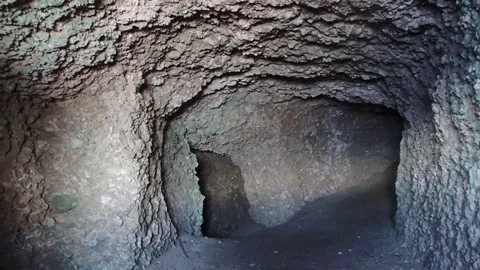 Inside japanese World War 2 tunnel in Rabaul Town . Papua New Guinea Stock Footage 140721331