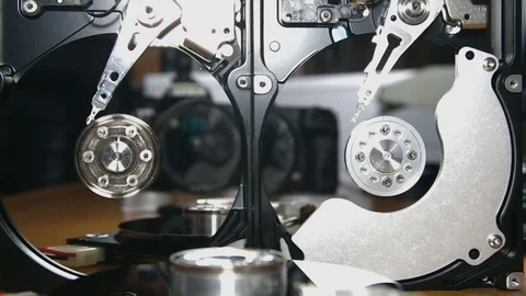 Inside job 3 hard drives Stock Footage 73710754