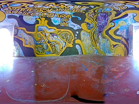 Inside John Lennon's Meditation Pod Beatles Ashram Second Floor - 360 VR Stock Footage 82359491