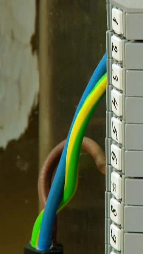 Inside the junction box a close look at wiring connections Stock Footage 337501574