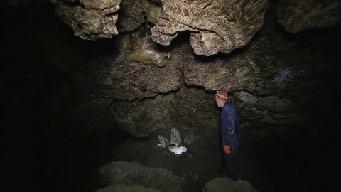 Inside the karst cave of Ternopil Stock Footage 70151225