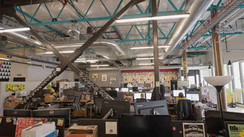 Inside KEXP in Seattle, Washington, USA. Modern public radio station interior Vídeo Stock 328343026