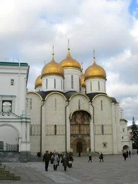 Inside Kremlin. View of Assumption Cathedral ( Uspensky sobor) Stock Photos