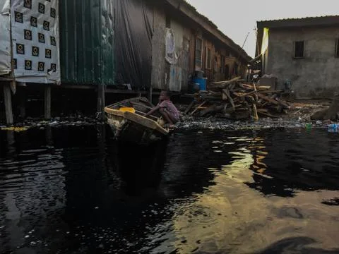 Inside Lagos Floating Slum Stock Photos