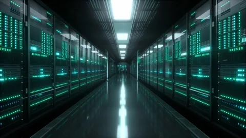 Inside Large Data Center. Advanced Cloud Computing Concept Stock Footage 296878946