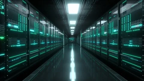 Inside Large Data Center. Advanced Cloud Computing Concept Stock Footage 296878985
