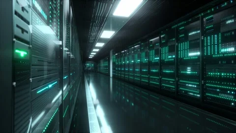 Inside Large Data Center. Advanced Cloud Computing Concept Stock Footage 296878994